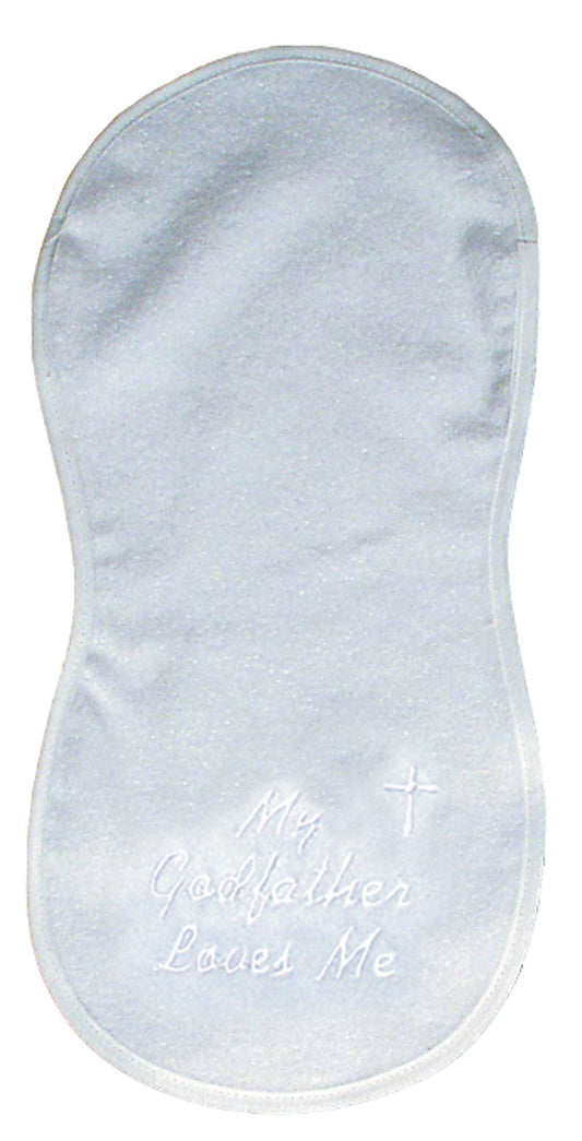 R6146F "My Godfather Loves Me" White Burp Cloth