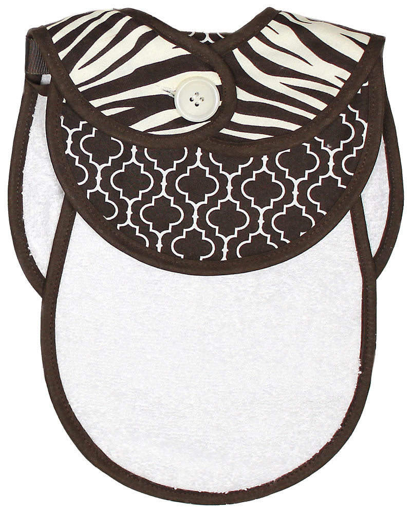 #22155 Brown Zebra Bib & Burp Gift Set