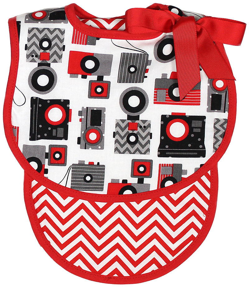 #22255 Red Camera Bib & Burp Gift Set
