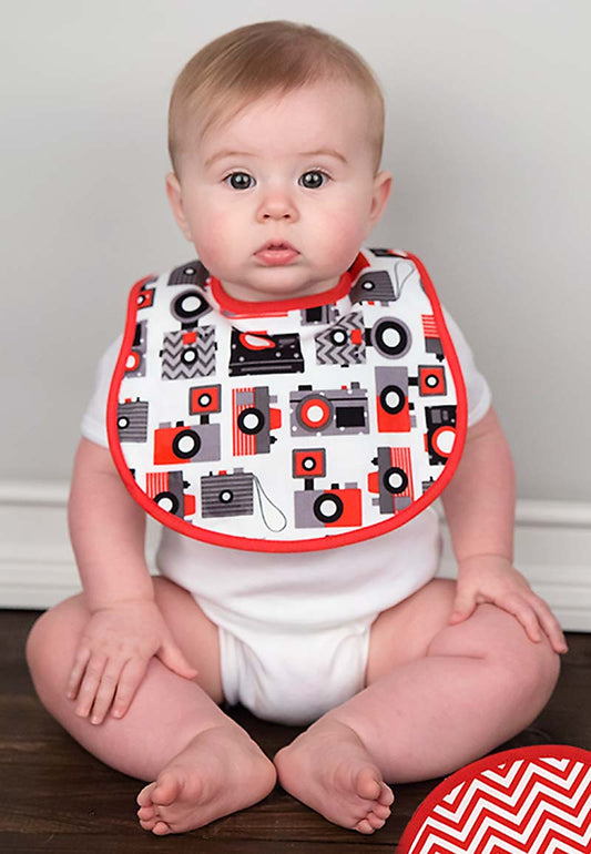#22255 Red Camera Bib & Burp Gift Set