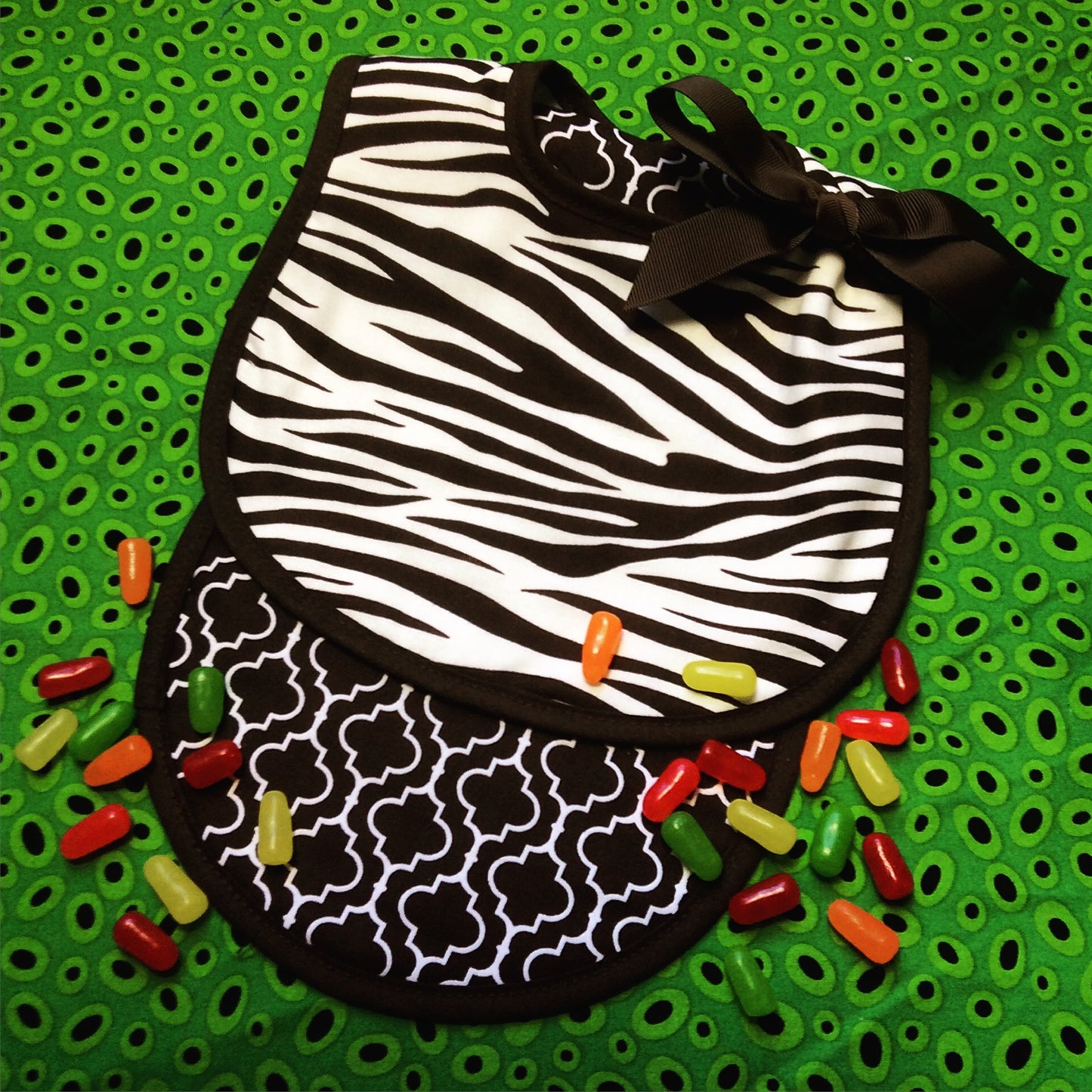 #22455 Black Zebra Bib & Burp Gift Set