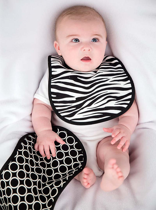#22455 Black Zebra Bib & Burp Gift Set