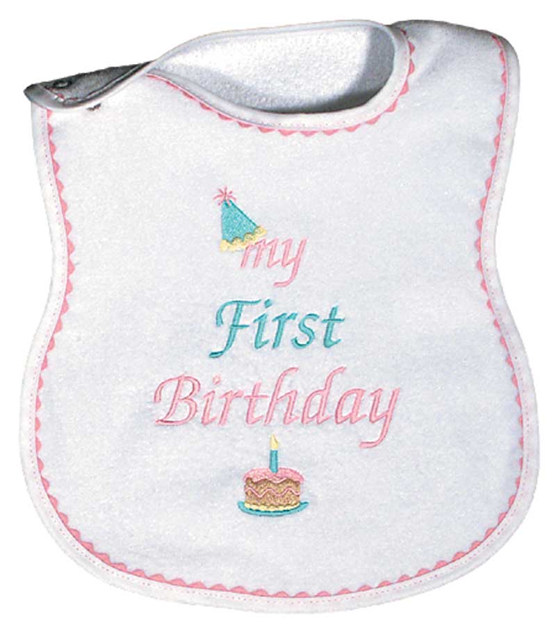 #6003 "My First Birthday" Embroidered Bib