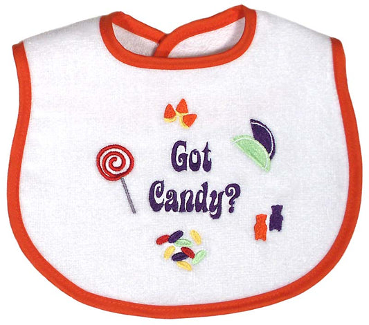 #6031X "Got Candy?, I want Candy" Embroidered Bib