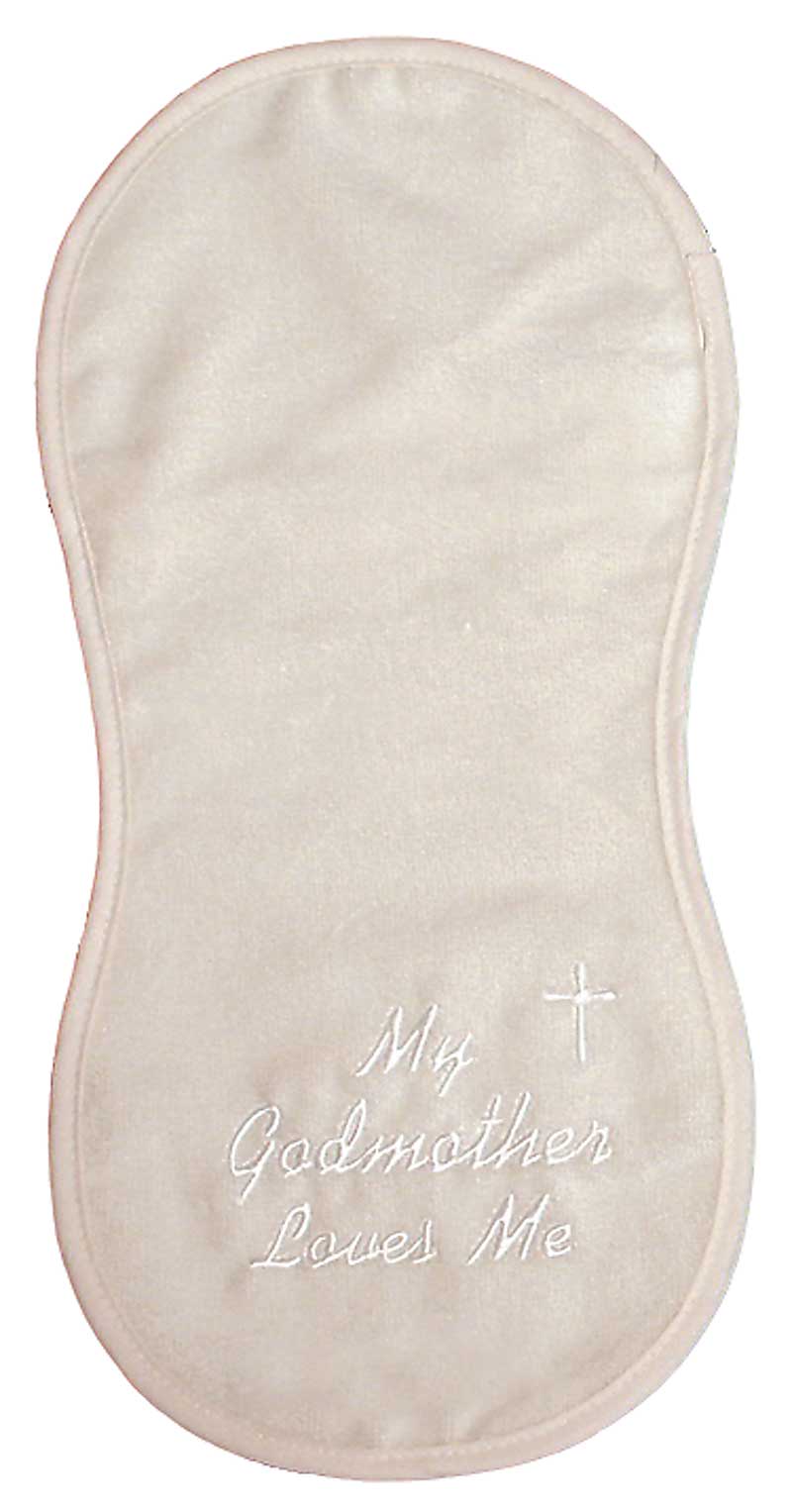 #6116 "My Godmother, Godfather Loves Me" Ivory Burp Cloth