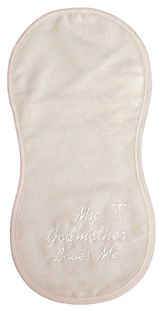 #6116 "My Godmother, Godfather Loves Me" Ivory Burp Cloth