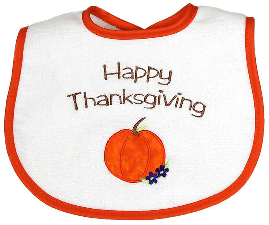 R6127XG "Happy Thanksgiving" Embroidered and Appliqued Girl Bib