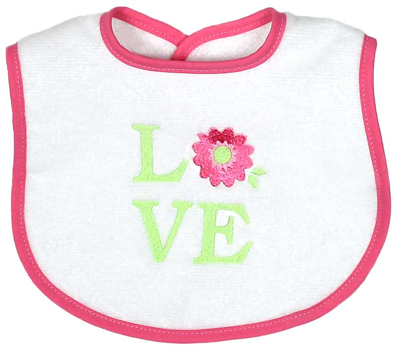 #6223 "Love" Embroidered Bibs