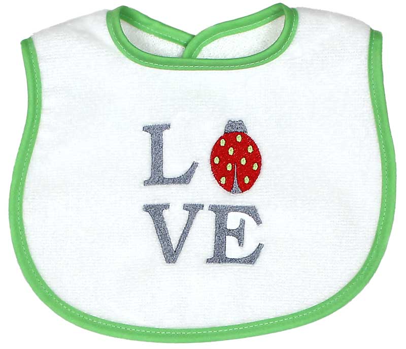 #6223 "Love" Embroidered Bibs