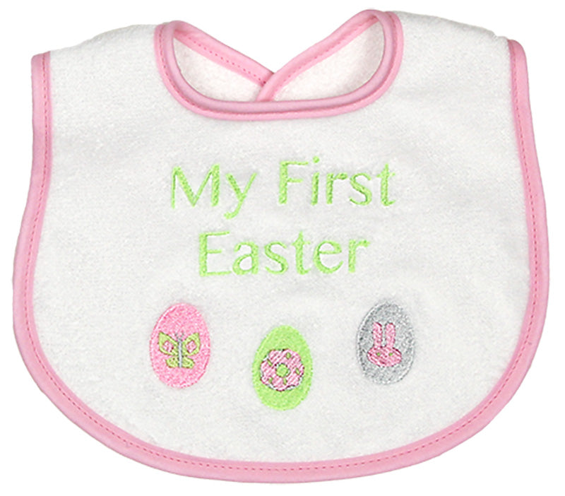 R6401EP "My First Easter" Embroidered Pink Bib