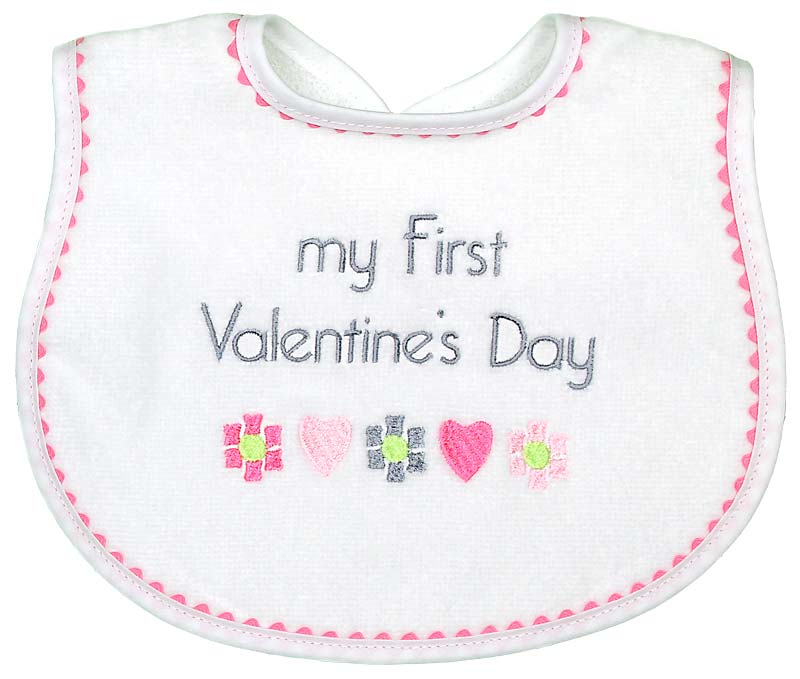 R6414EF "My First Valentine's Day" Embroidered Bib