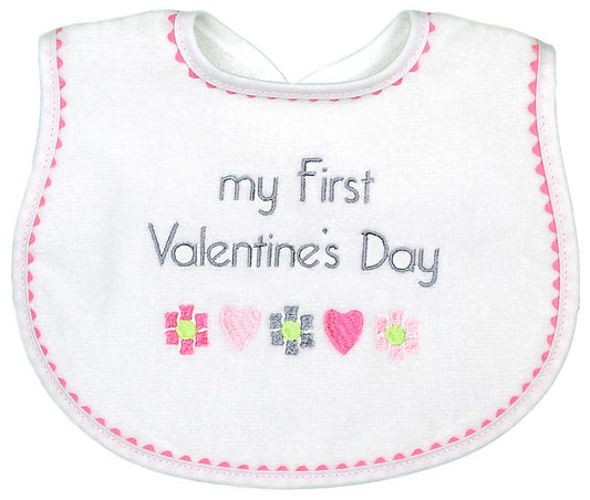 R6414EF "My First Valentine's Day" Embroidered Bib
