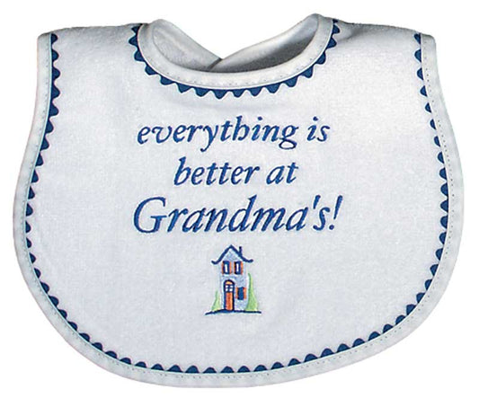 #6439 "Everything is Better at Grandma's" Embroidered Bib
