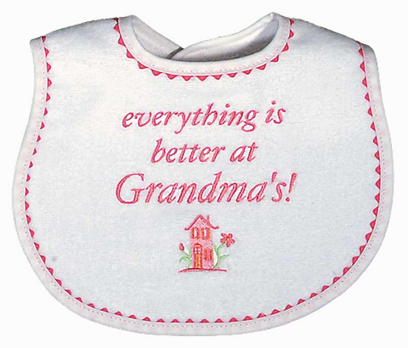 #6439 "Everything is Better at Grandma's" Embroidered Bib