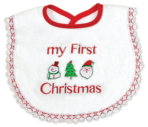 #6460X "My First Christmas" Embroidered Bib