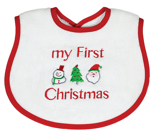 #6460X "My First Christmas" Embroidered Bib