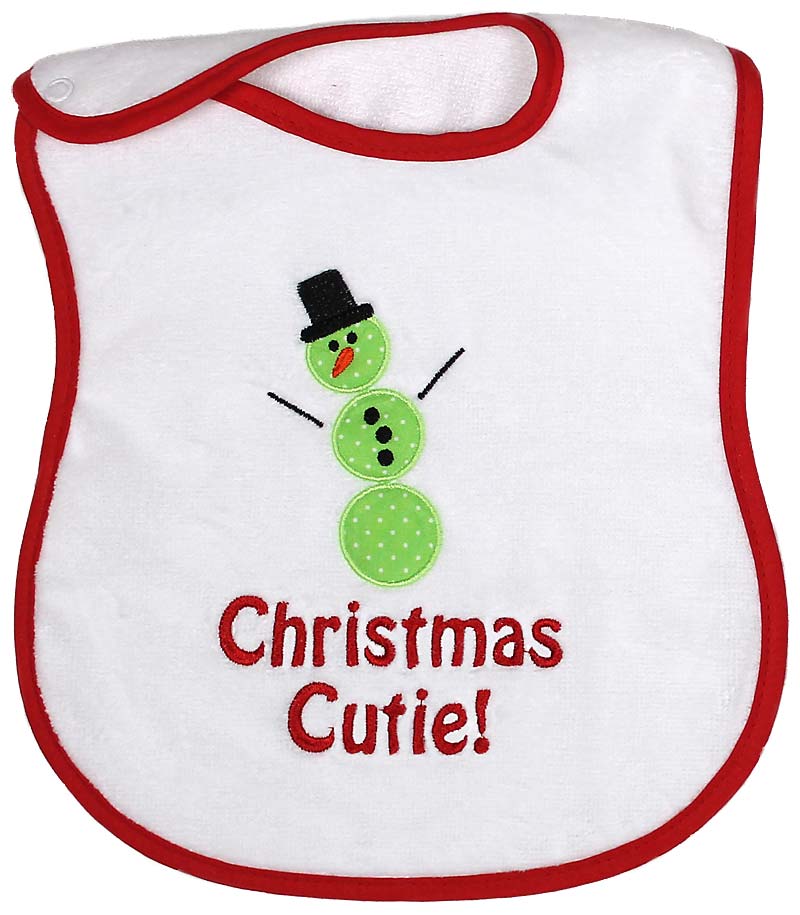 #6543X "Merry Christmas, Christmas Cutie" Appliqued and Embroidered Bib