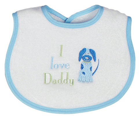 #6650 "I Love Daddy, Mommy" Embroidered Boy Bib