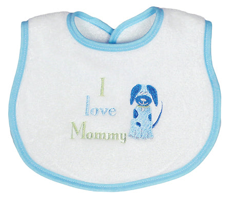 #6650 "I Love Daddy, Mommy" Embroidered Boy Bib