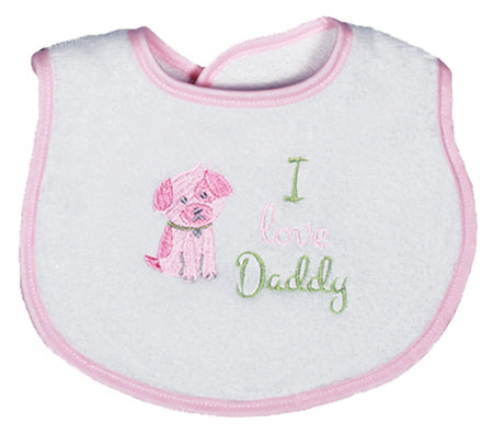 R6651D "I Love Daddy" Embroidered Pink Bib