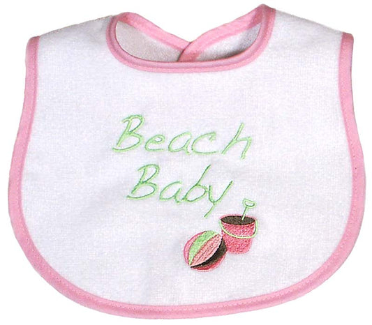 R6678EP "Beach Baby" Embroidered Pink Bib
