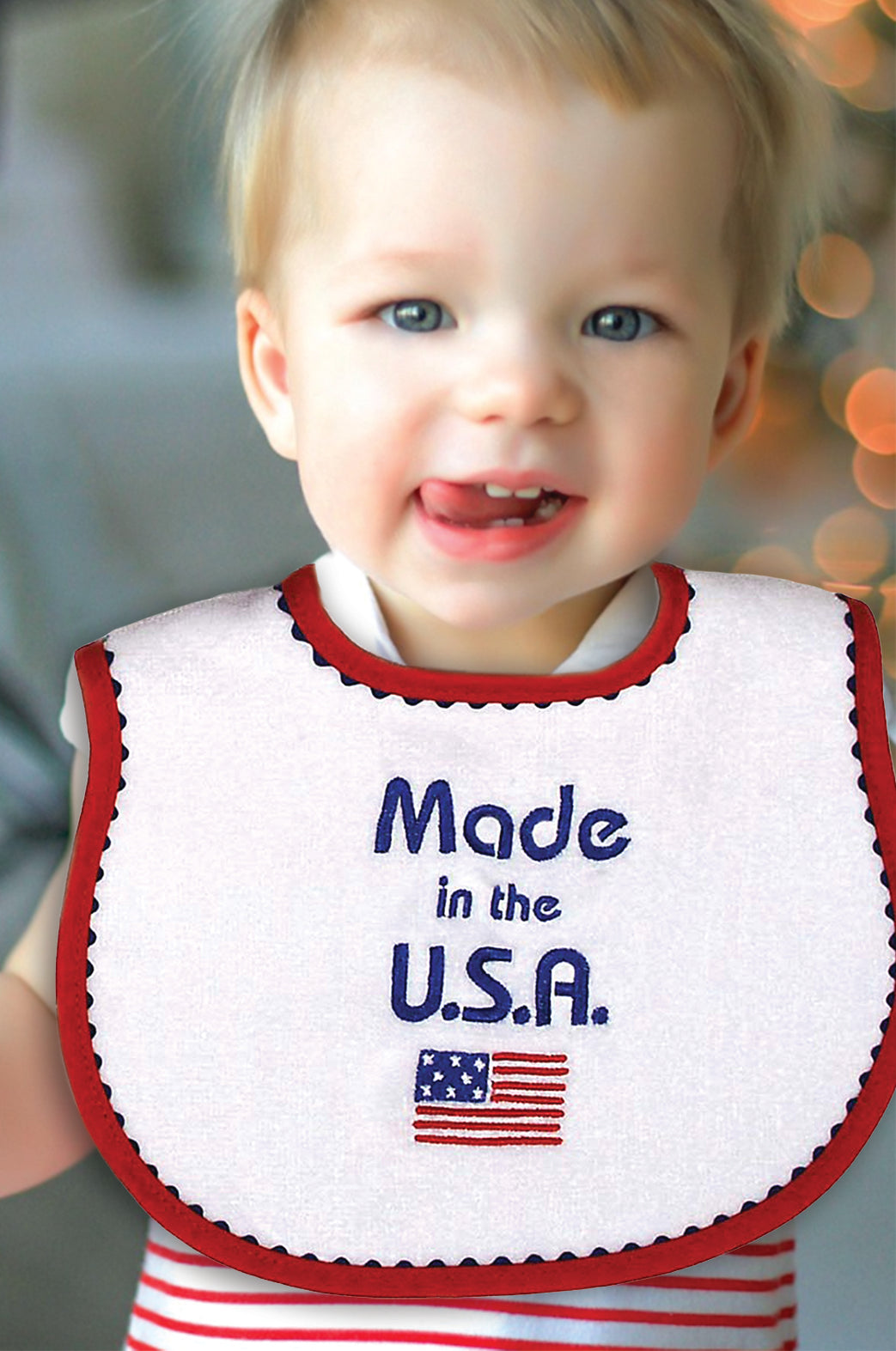 #6741E "Made in the USA, Freedom, Liberty, etc." Embroidered Bib