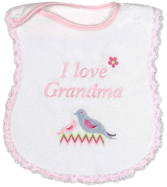 R6751M "I Love Grandma" Embroidered Pink Bib