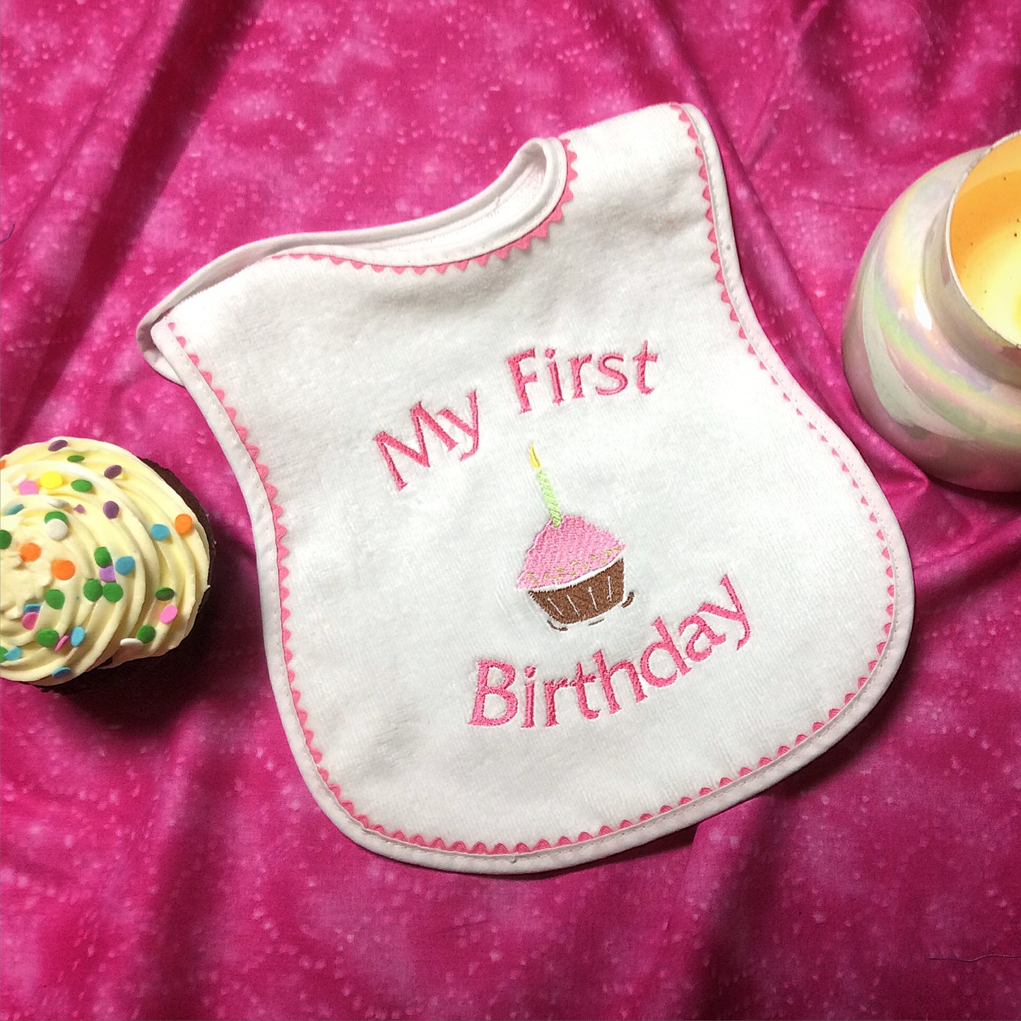 #6809 "My First Birthday" Embroidered Bib
