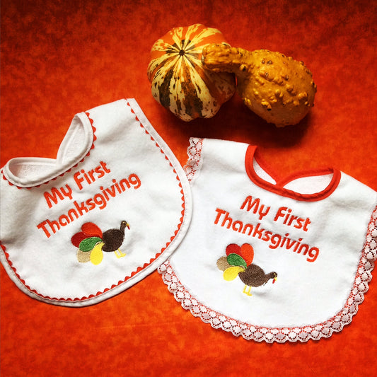 R6931XL "My First Thanksgiving" Embroidered Girl Bib