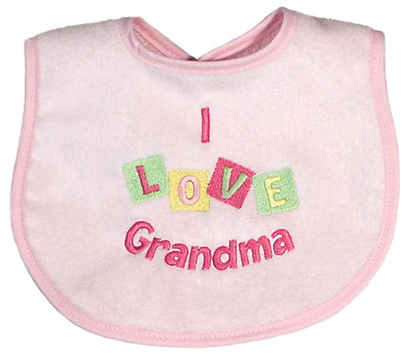 R6953P "I Love Grandma" Embroidered Pink Bib