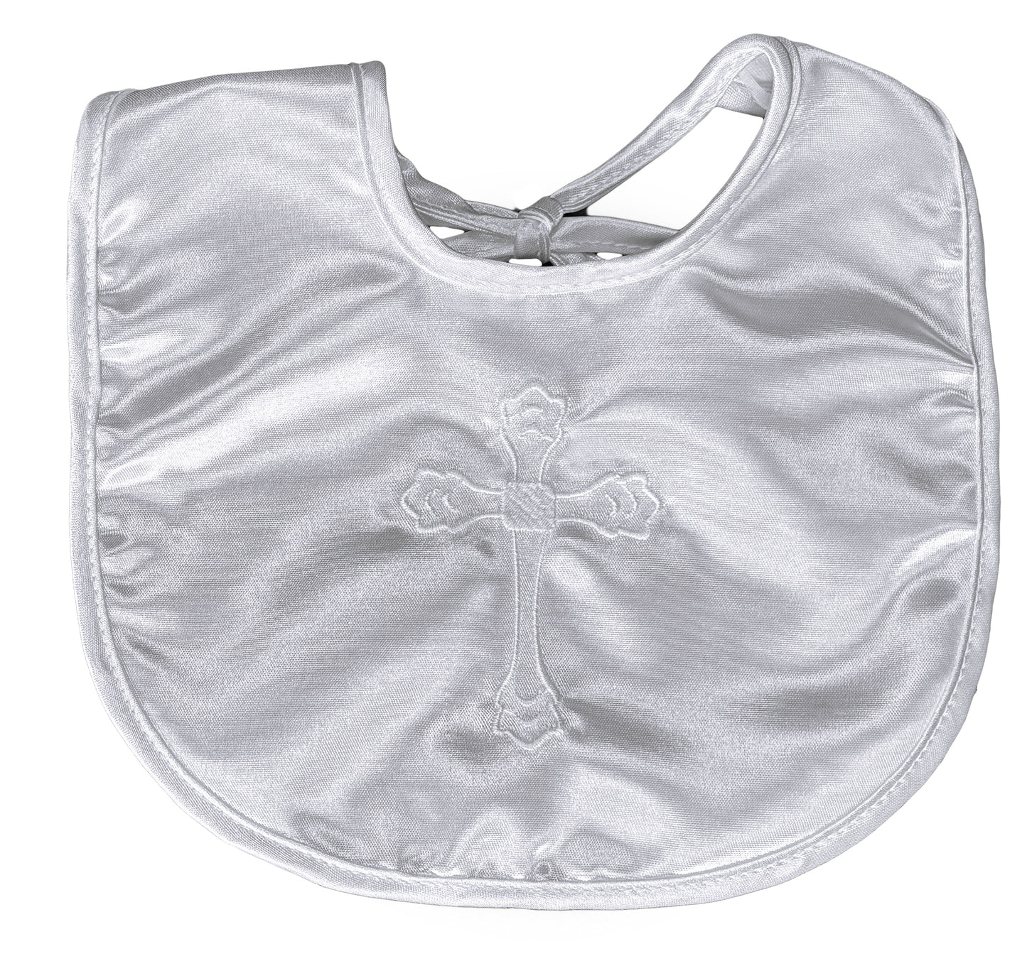 #7300  White Satin Embroidered Cross Bib