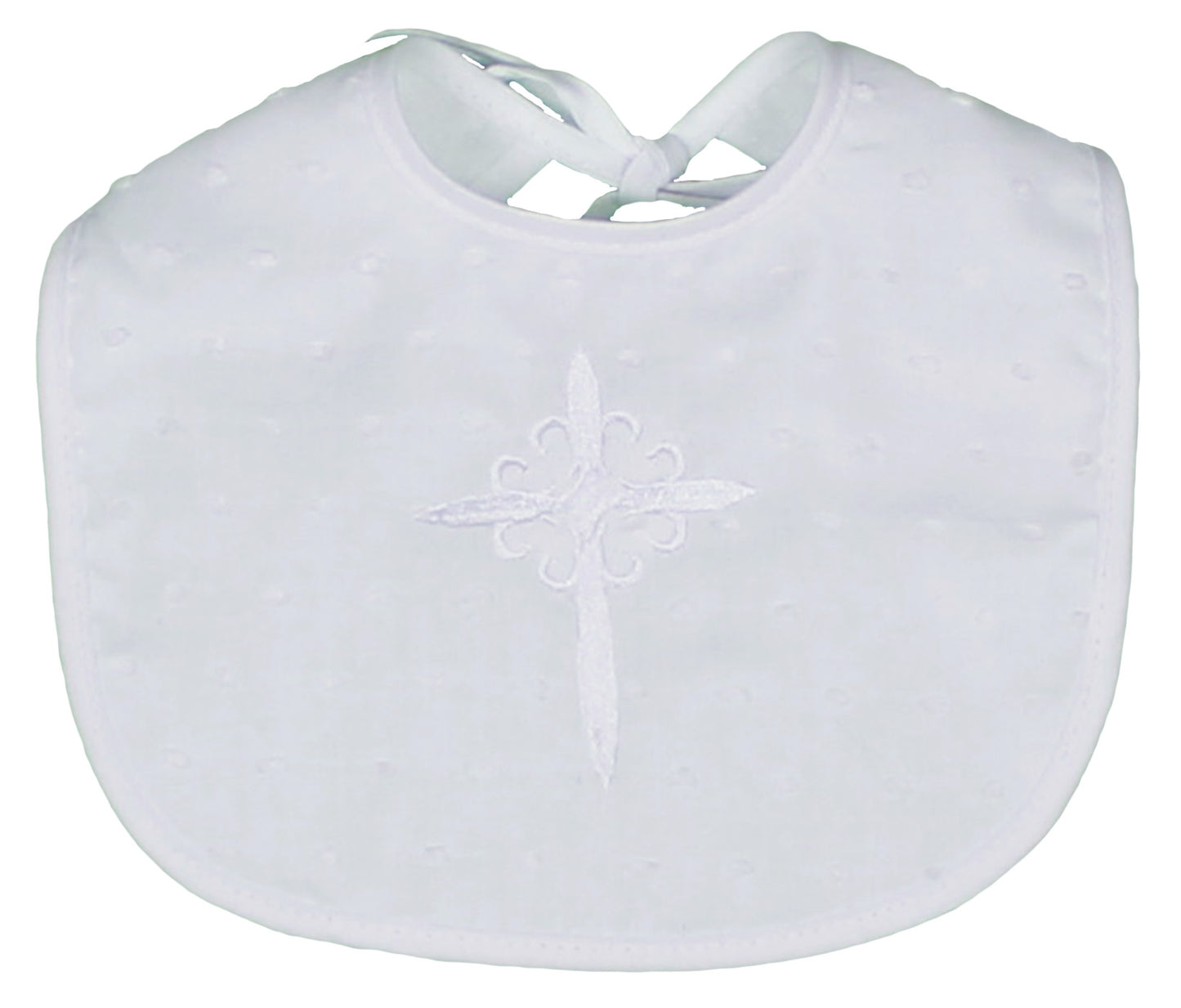 R7700P Cotton Cross Christening Embroidered White Bib