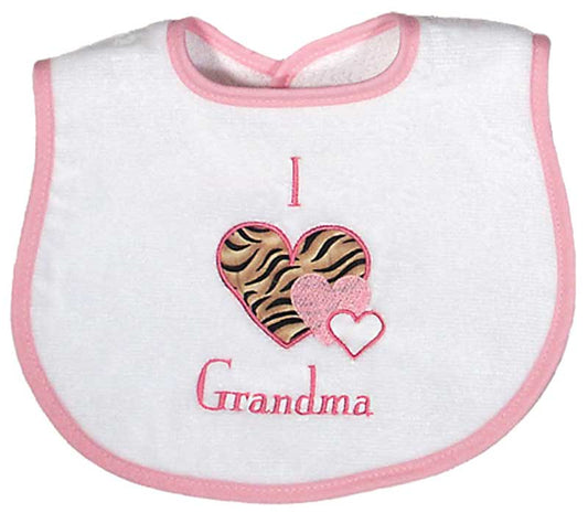 RA74535M "I heart Grandma" Embroidered Pink Bib
