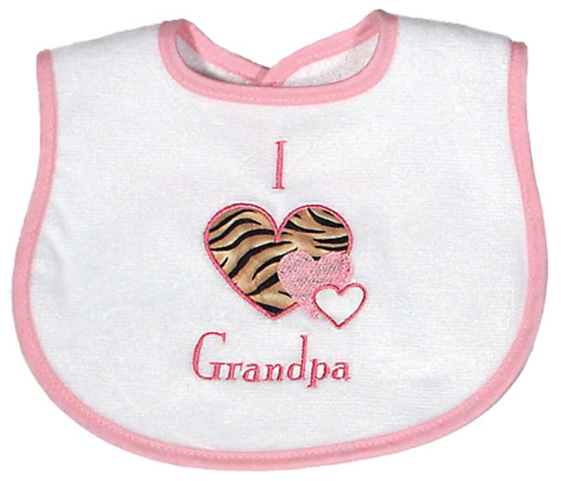 "I love Grandpa" Appliqued Girl Bib  